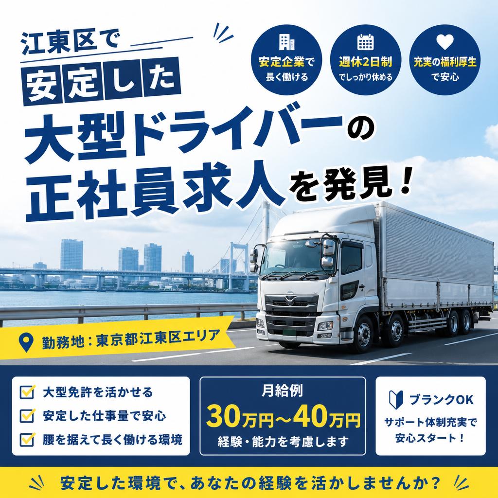 江東区で安定した大型ドライバーの正社員求人を発見！